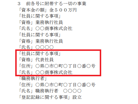 「資格」を代表社員として記載