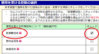 医療費控除の箇所