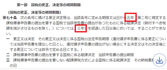 国税の更正、決定等の期間制限