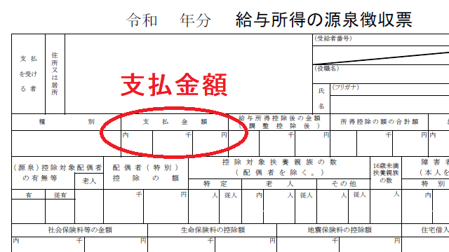 金額 収入 違い 所得 年末 調整 金額